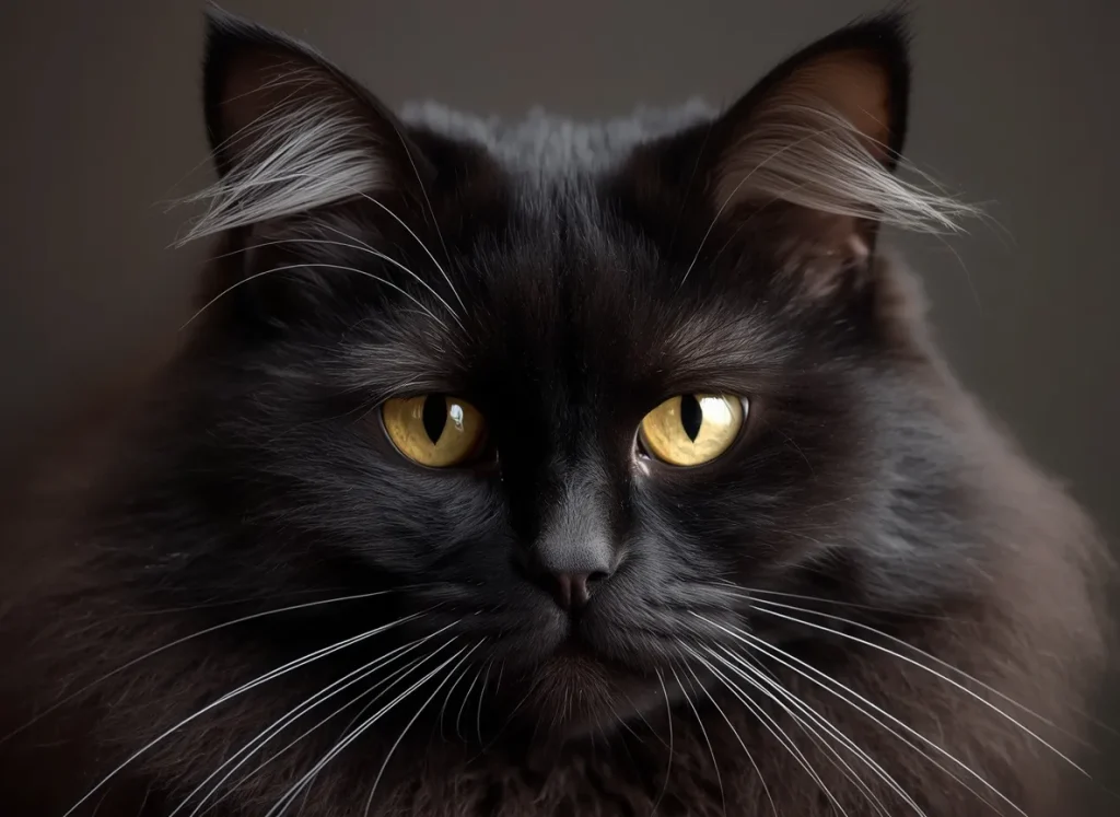Black Maine Coon appearance and tufted ears
