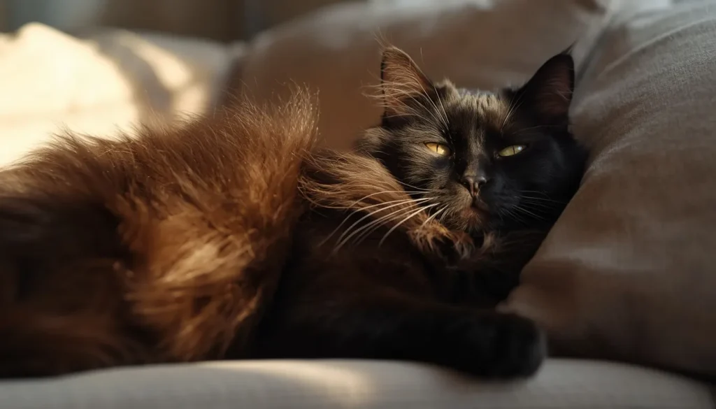 Black Maine Coon cat as a family companion