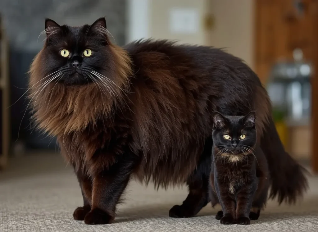Black Maine Coon cat size comparison