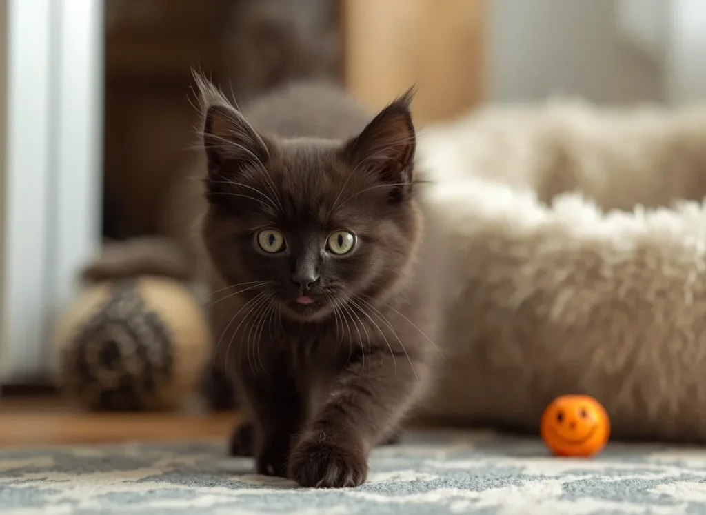 Black Maine Coon kitten care