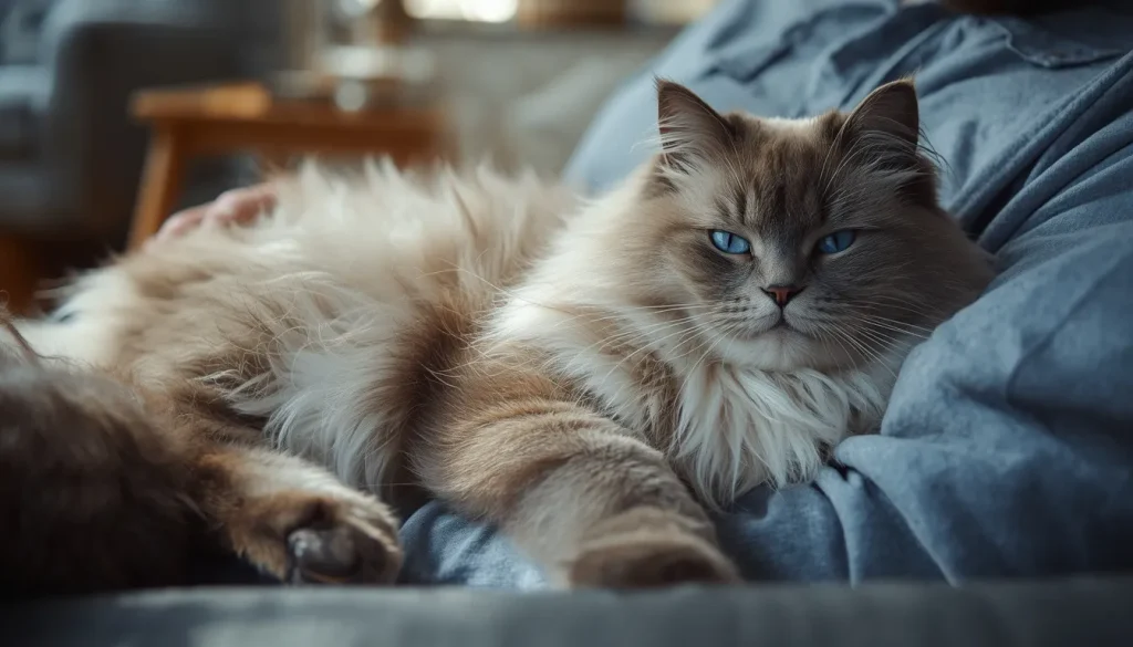 grey Ragdoll cat as a family companion